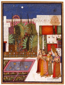 indio Painting - Cuatro mujeres en el jardín de un palacio de la India